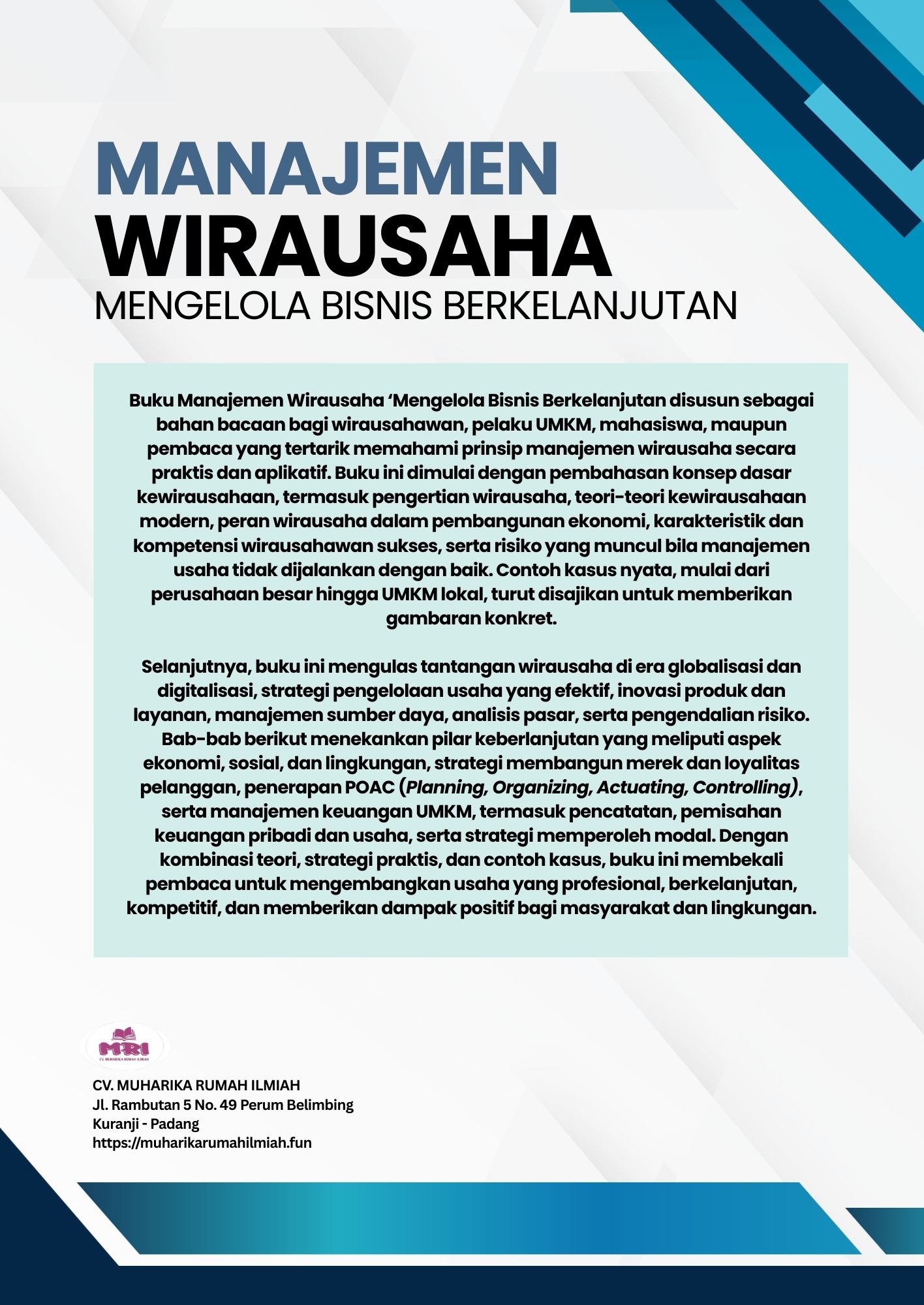 Manajemen Wirausaha; Mengelola Bisnis Berkelanjutan