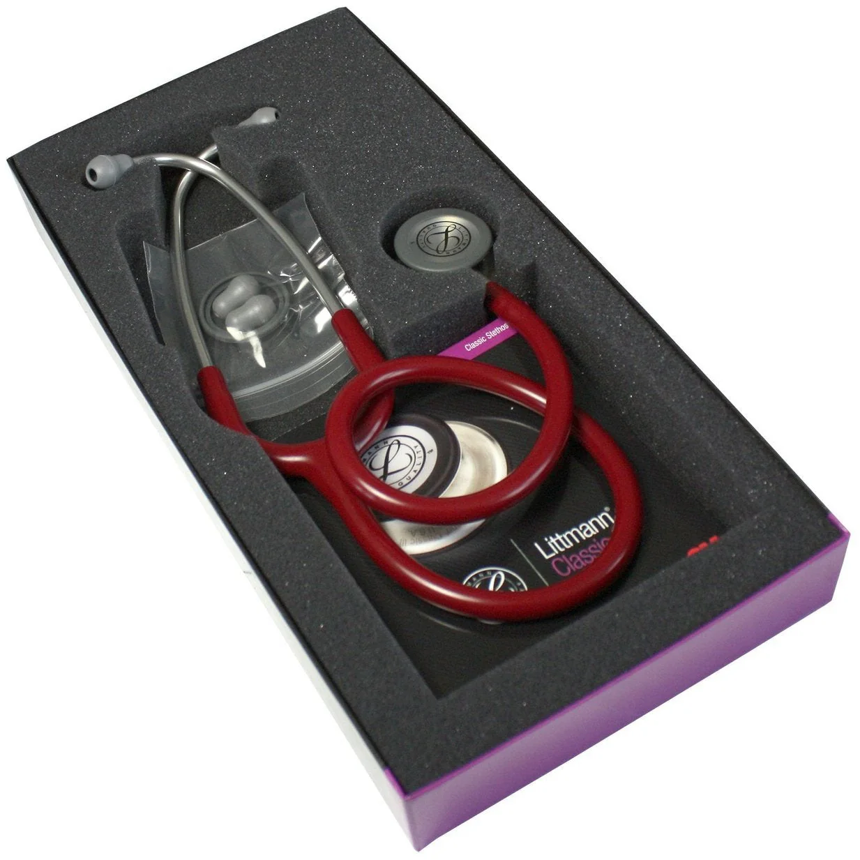 3M™ Littmann® Classic III™ Stethoscopes , Burgundy Tube, Stainless-finish Chestpiece #5627