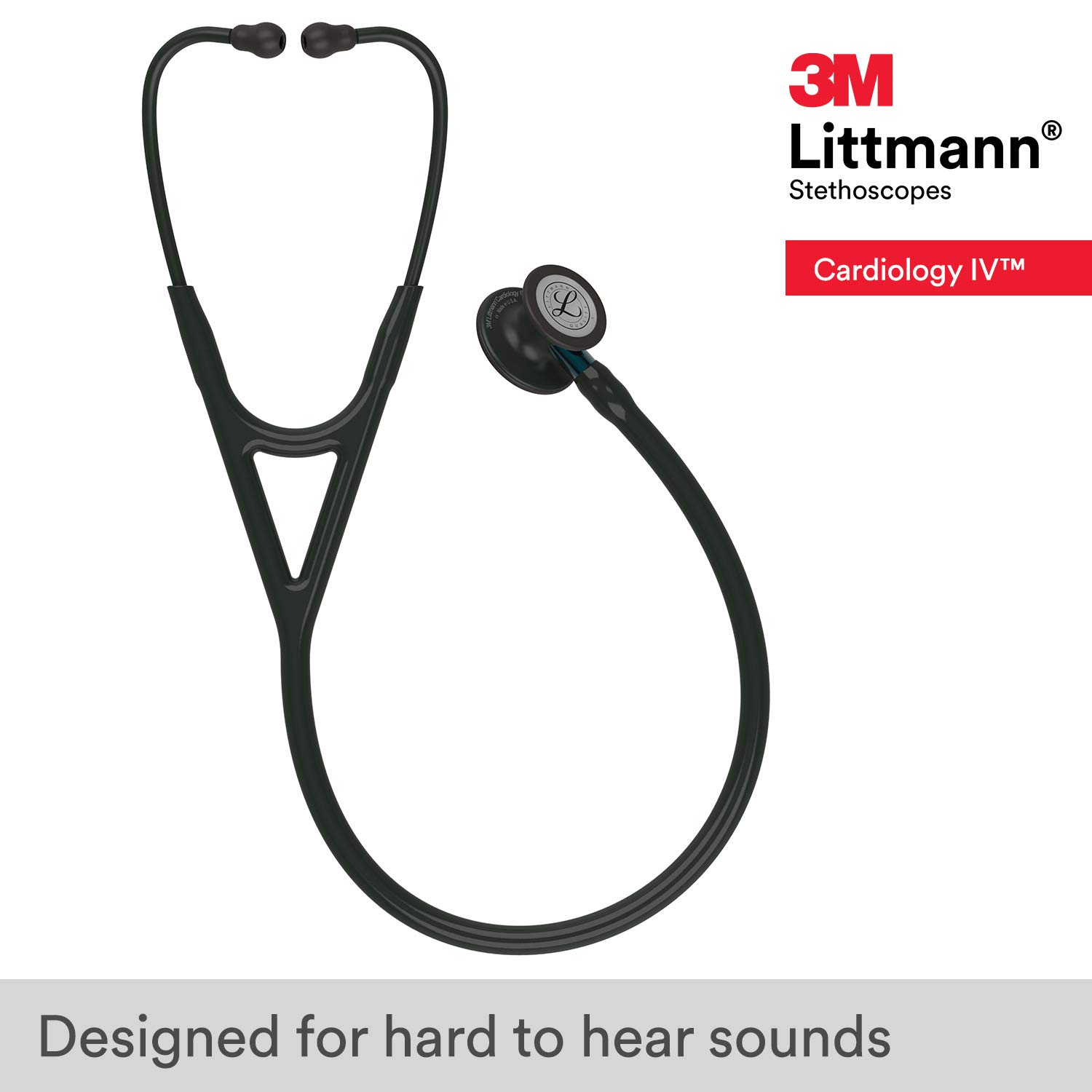 3M™ Littmann® Cardiology IV™ – Black tube & Matte black chest piece, Blue stem #6201
