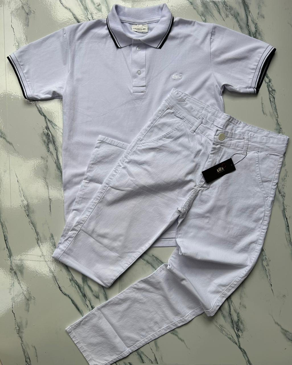 Kit - Calça branca - Tamanho: 40 + Camisa polo branca - Tamanho: M