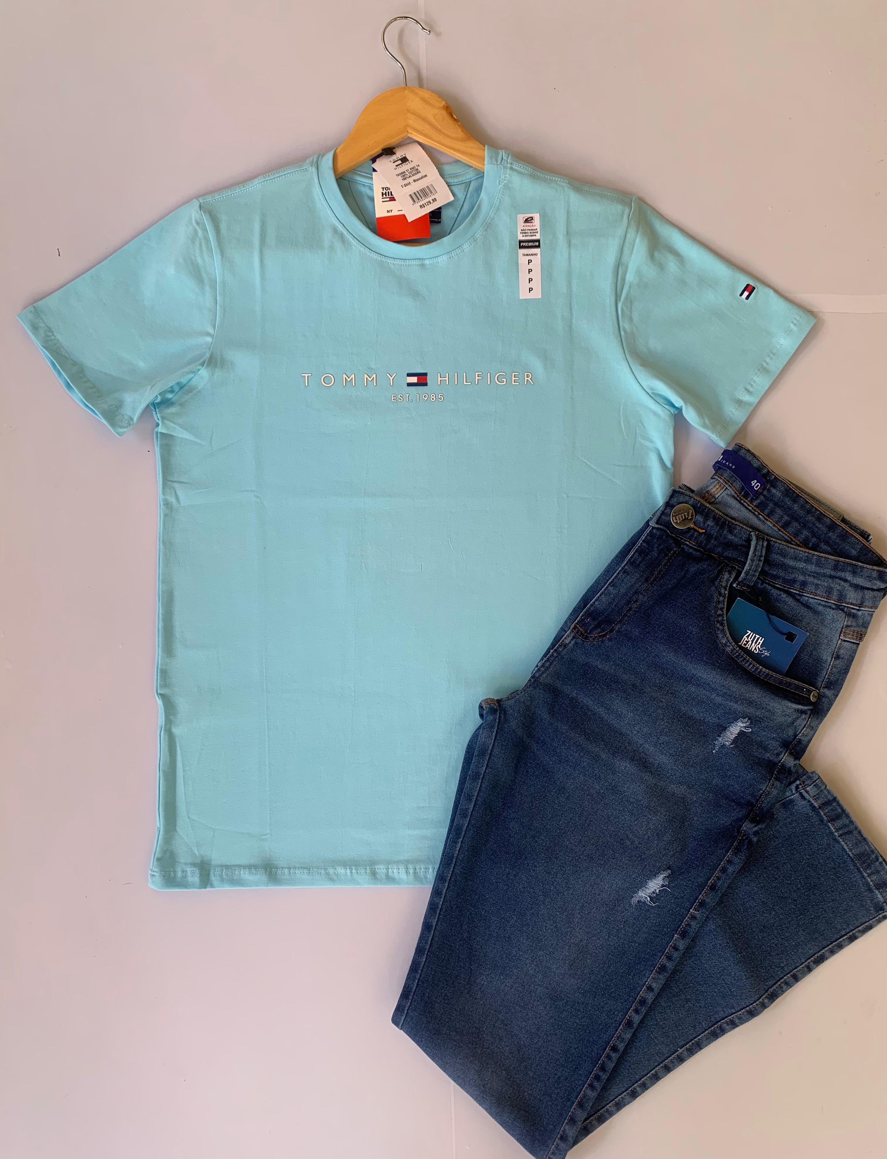 Kit - Calça Jeans - Tamanho: 40 + Camisa básica azul claro - Tamanho: P
