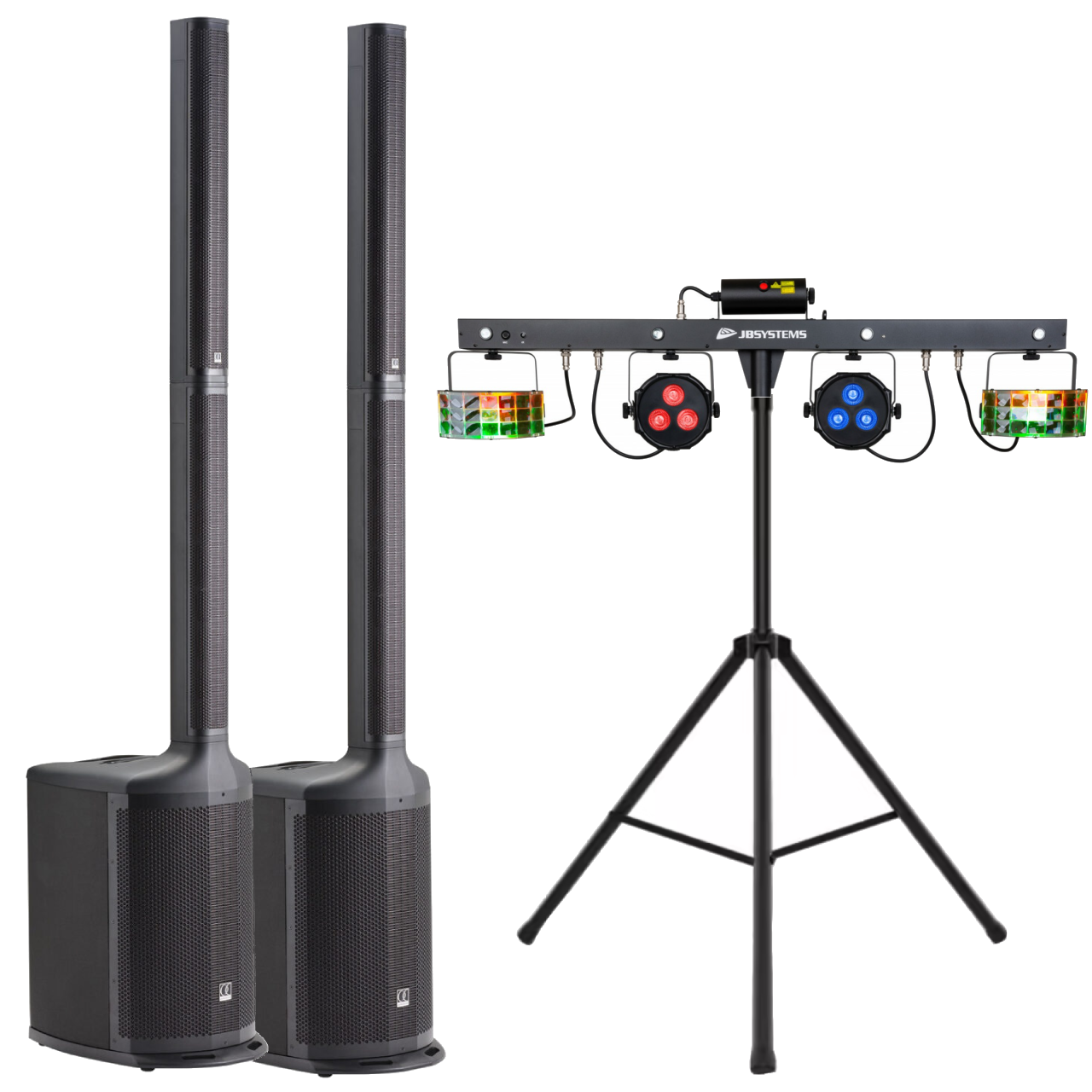 Pack Sono Soirée 130 personnes (Enceintes + Jeu de lumière)