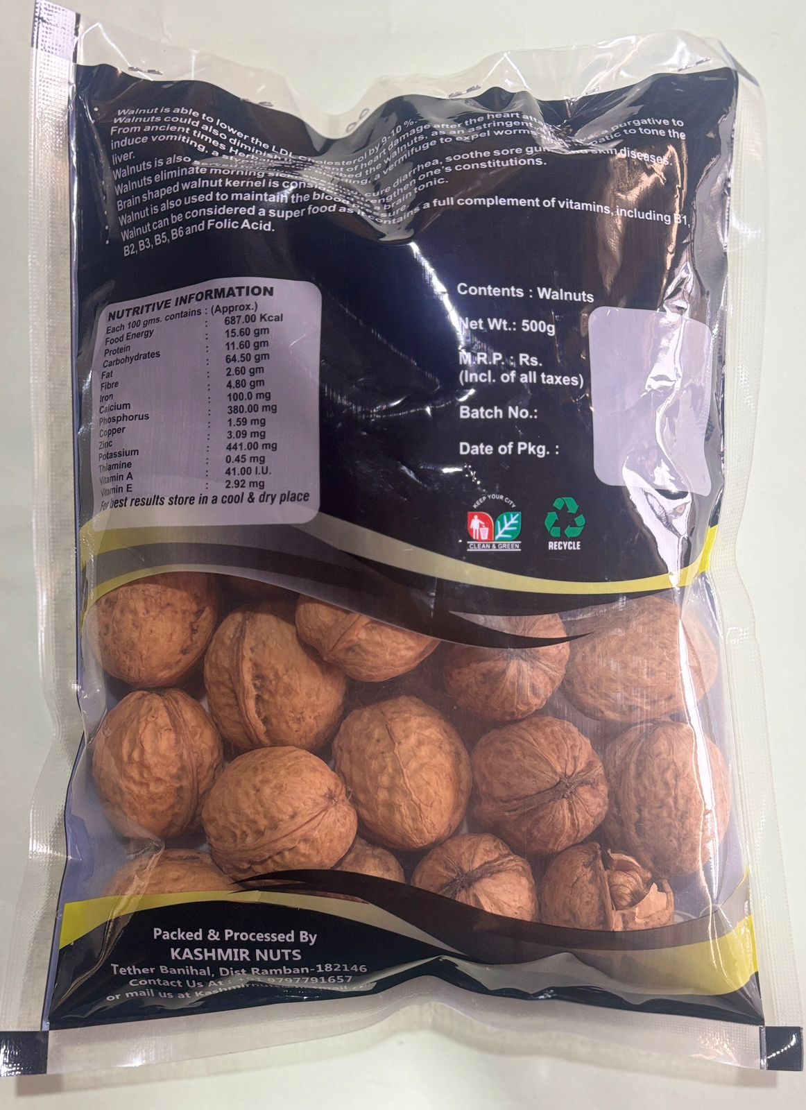 Kashmir Inshell Walnuts 500g