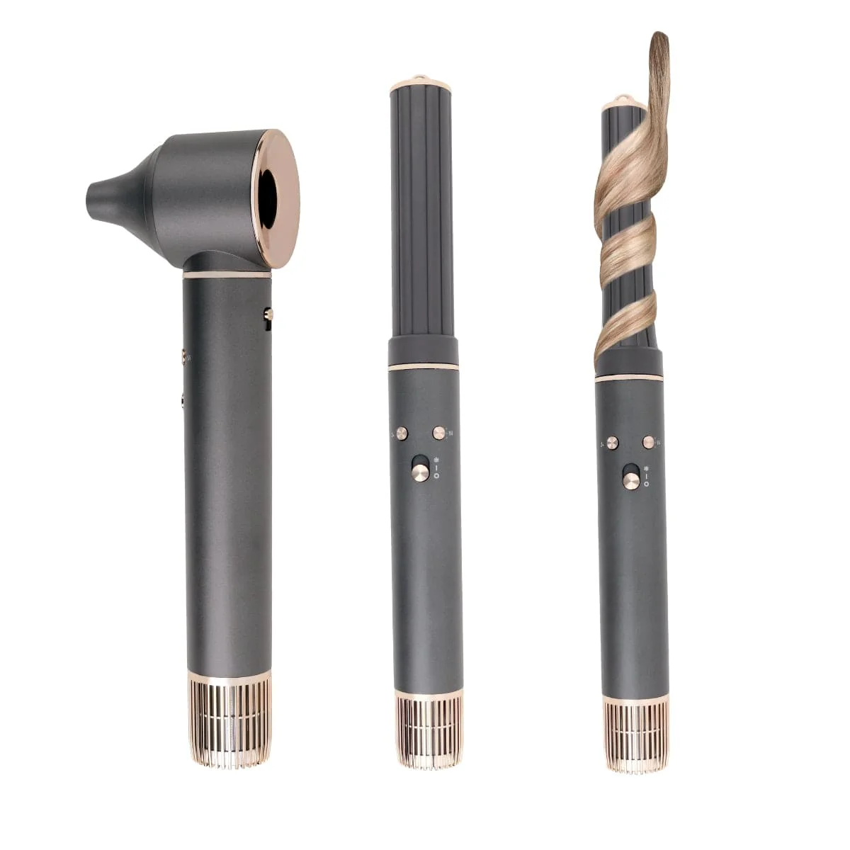 Aria Beauty Airstyler Blowout – Styler 3‑en‑1 avec Barillets 30/40 mm + Embout – Boucles, Volume, Lissage