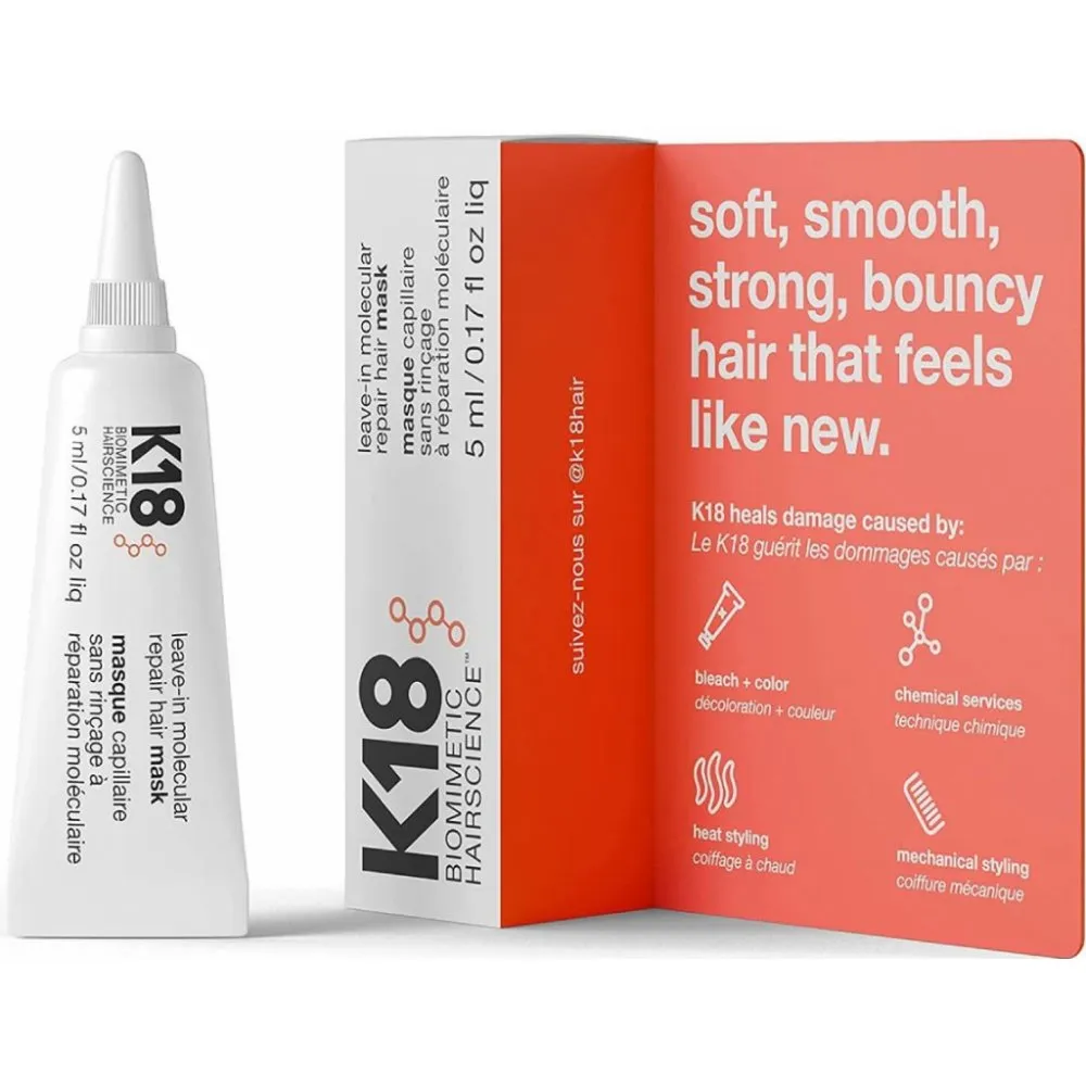 Mini format Masque capillaire réparateur moléculaire sans rinçage K18 – 5 ml