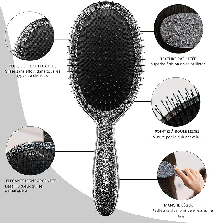 Brosse à cheveux Framar Black Viral Glitter