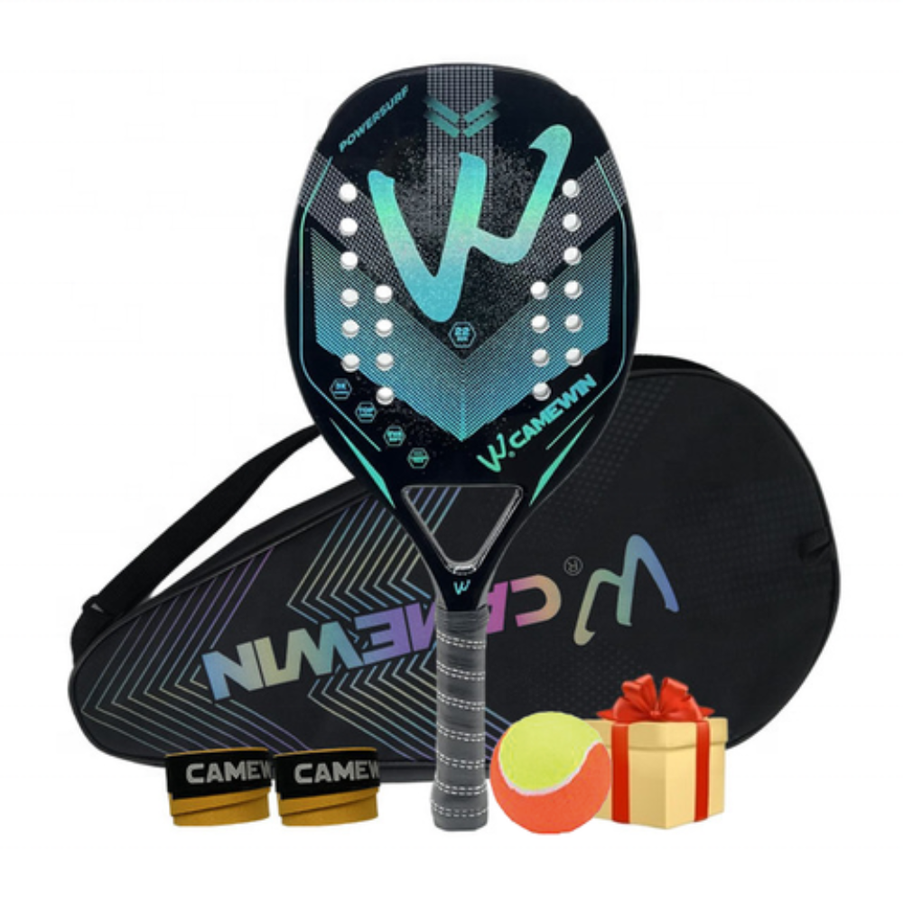 Raquete de Tênis de Praia Camewin Fibra de Carbono 3k Especial 2023 Cor Holografica Azul