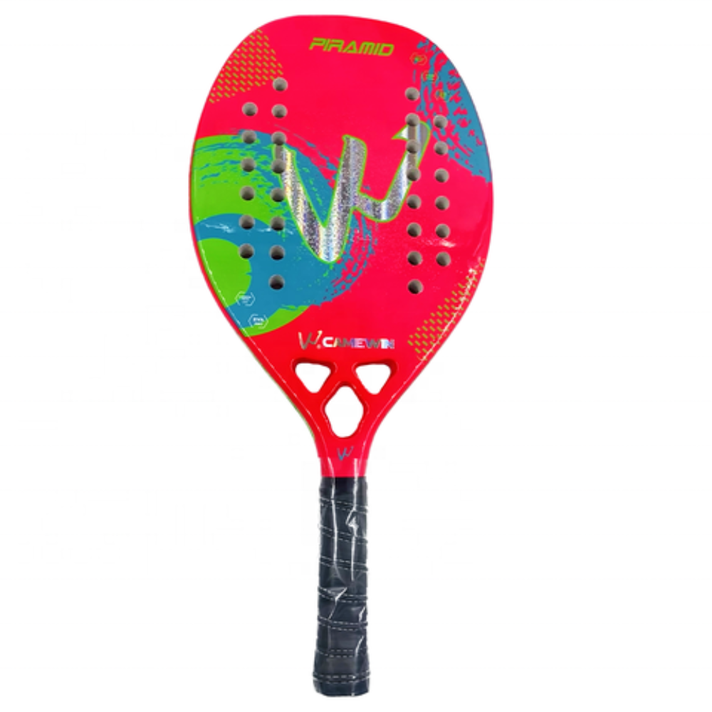 Raquete Tenis Praia Carbono 3K Camewin Profissional Piramid Rosa
