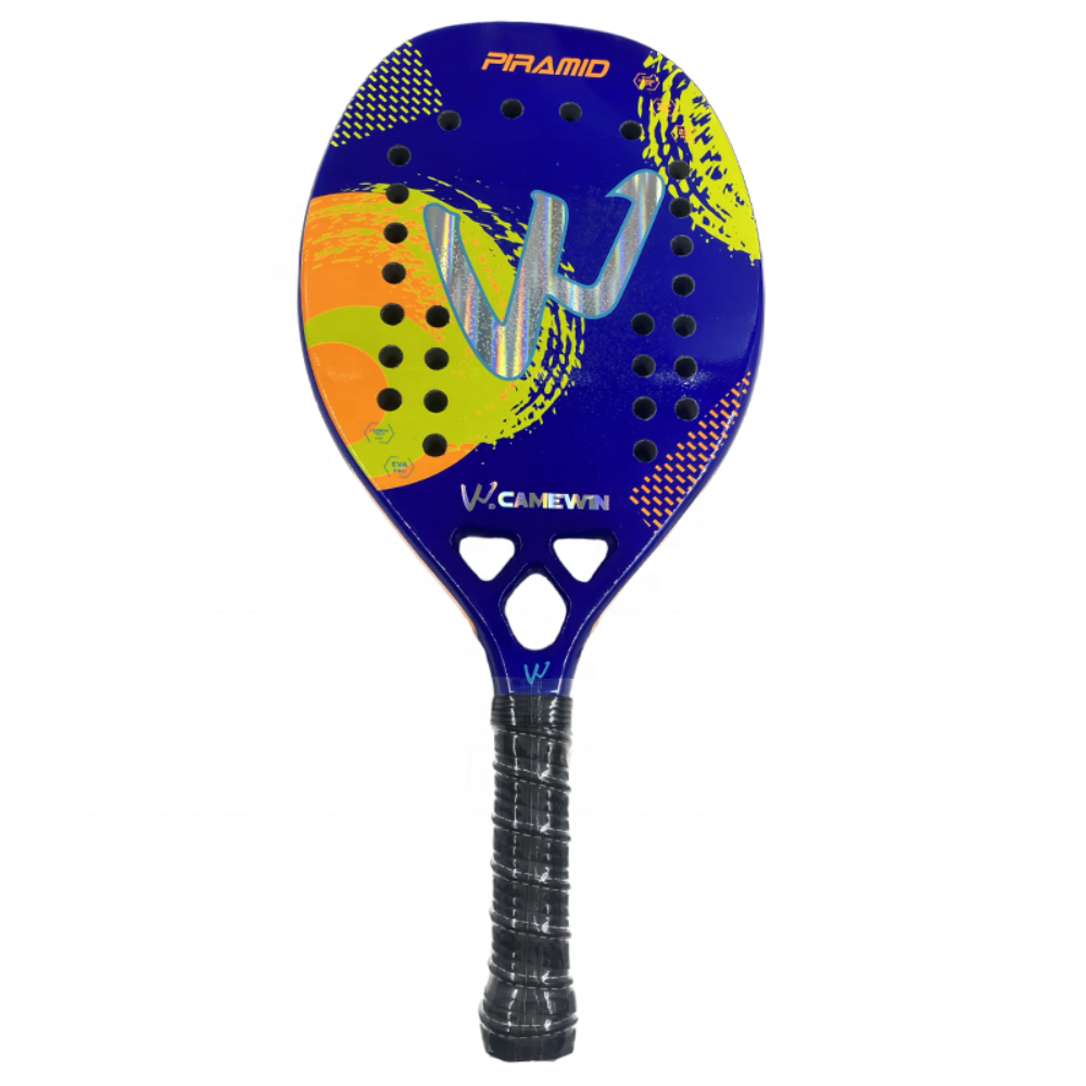 Raquete Tenis Praia Carbono 3K Camewin Profissional Piramid Azul