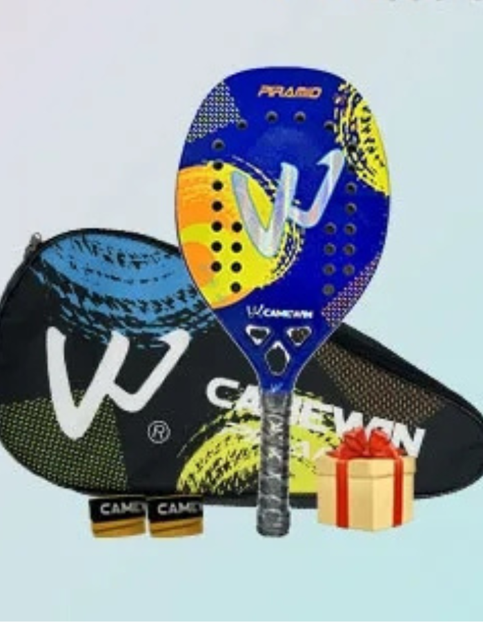 Raquete Tenis Praia Carbono 3K Camewin Profissional Piramid Azul