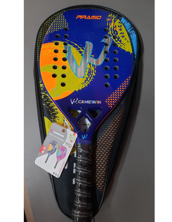 Raquete Tenis Praia Carbono 3K Camewin Profissional Piramid Azul