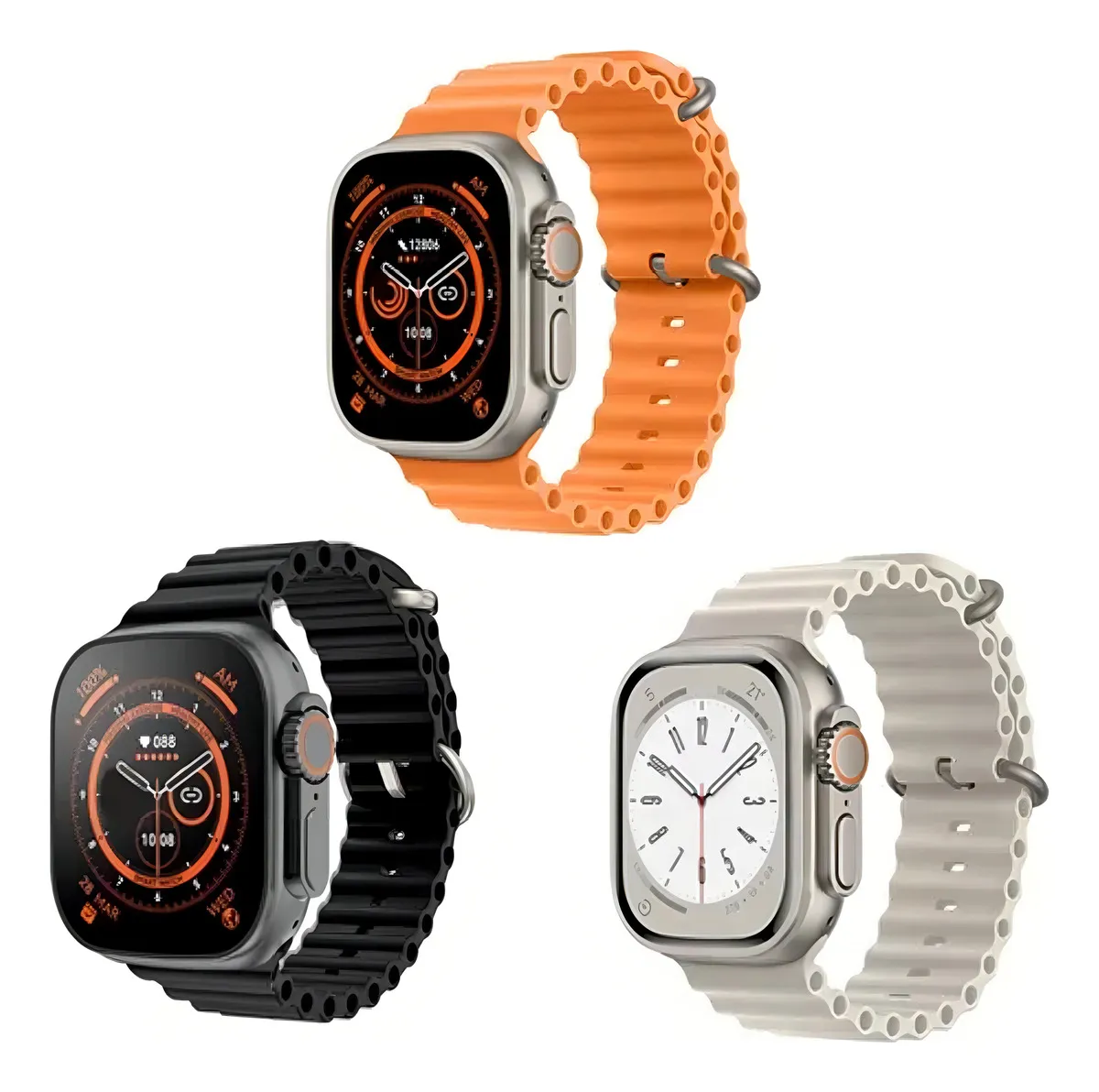 Smartwatch Genérica T800 Ultra Tela de 1.99" Com Pulseira De Silica Gel - Cor Laranja