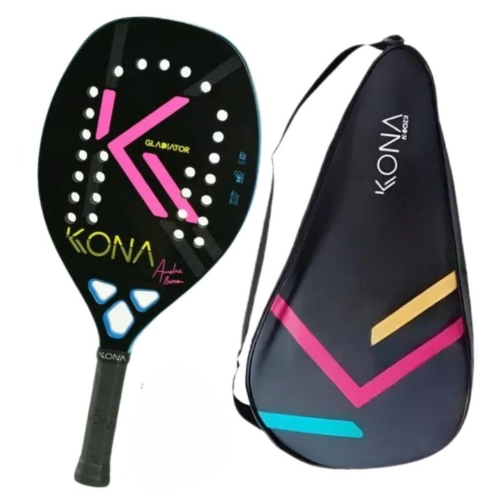 Raquete de Beach Tennis Kona Gladiator – Oficial André Baran – Carbono 3K Premium