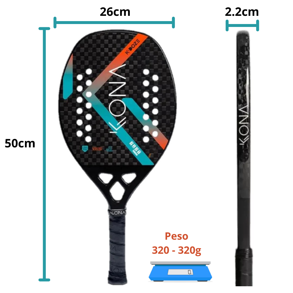 Raquete de Beach Tennis Kona K-Doze Degradê 2023 Capa Original