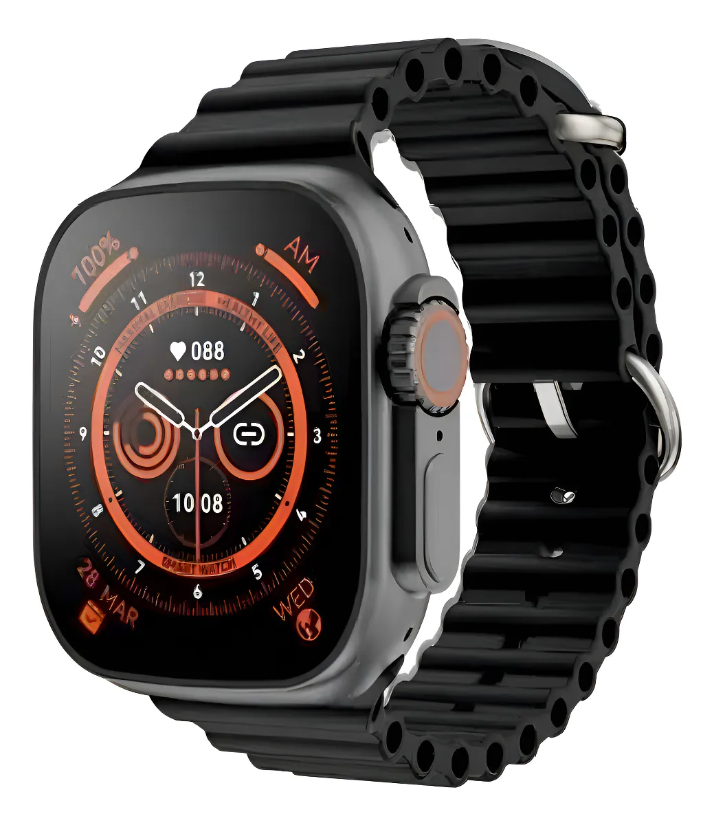 Smartwatch Genérica T800 Ultra Tela de 1.99" Com Pulseira De Silica Gel - Cor Pulseira Preta