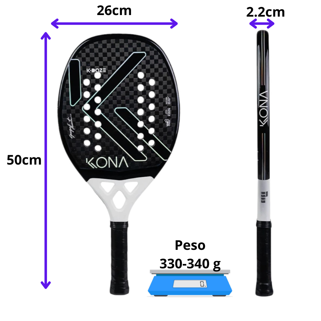 Raquete Beach Tennis Kona K-Doze Guga Kuerten White 12K 2025 
