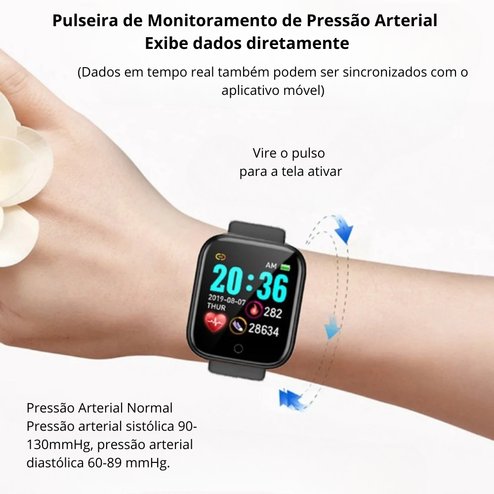 Smartwatch Relógio Inteligente Monitor Cardíaco Bluetooth Android iOS Esportivo