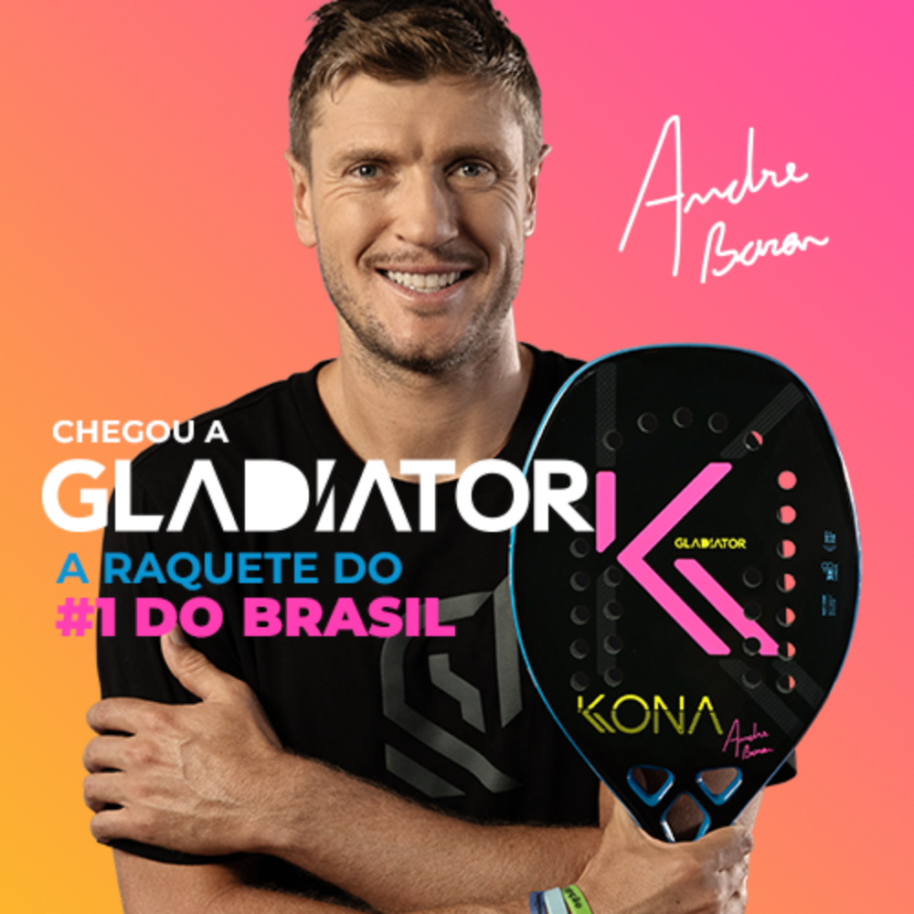 Raquete de Beach Tennis Kona Gladiator – Oficial André Baran – Carbono 3K Premium