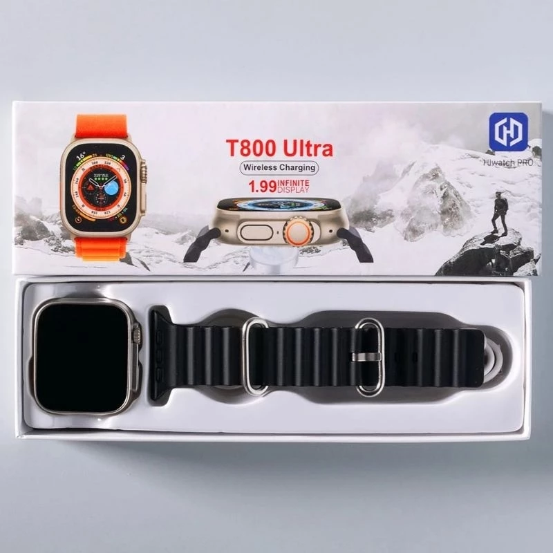 Smartwatch Genérica T800 Ultra Tela de 1.99" Com Pulseira De Silica Gel - Cor Pulseira Preta