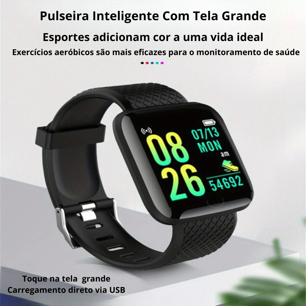Smartwatch Relógio Inteligente Monitor Cardíaco Bluetooth Android iOS Esportivo