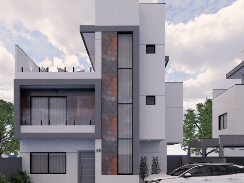 Sobrado Triplex Novo à Venda no Capão Raso | 3 Suítes, Terraço com Churrasqueira, Sem Geminação