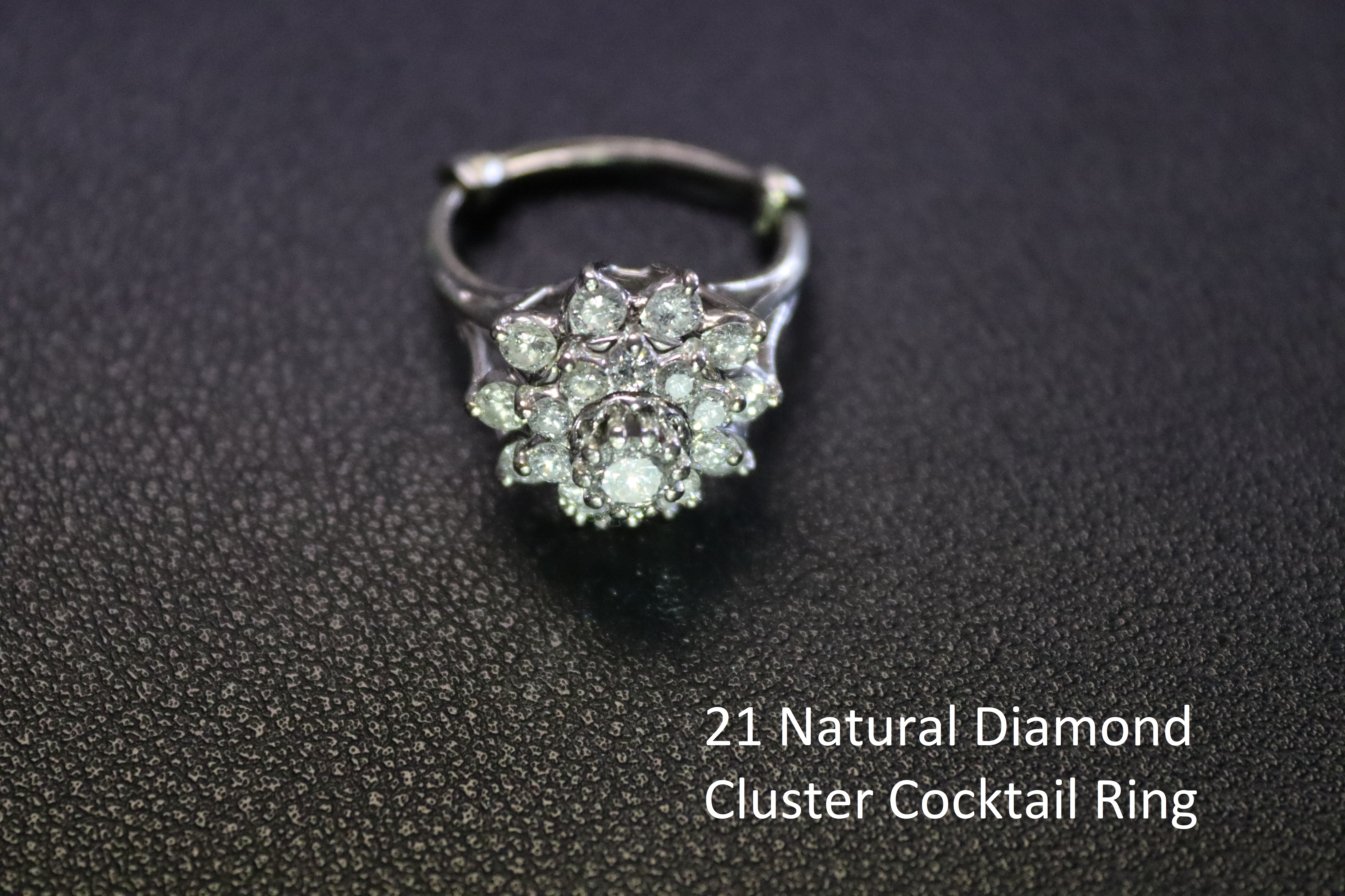 21 Natural Diamond Cluster Boasts over 1 Carat Cocktail Ring Size 8, SI2 Clarity, G-H Color