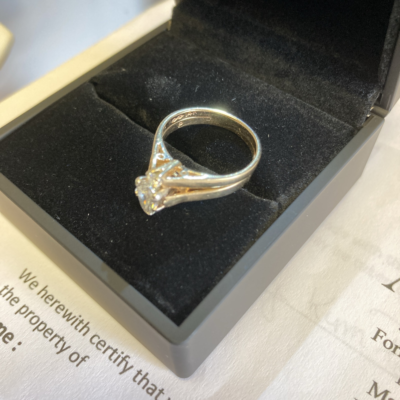 14kt Yellow Gold Diamond Engagement and Wedding Ring Soldered as One 