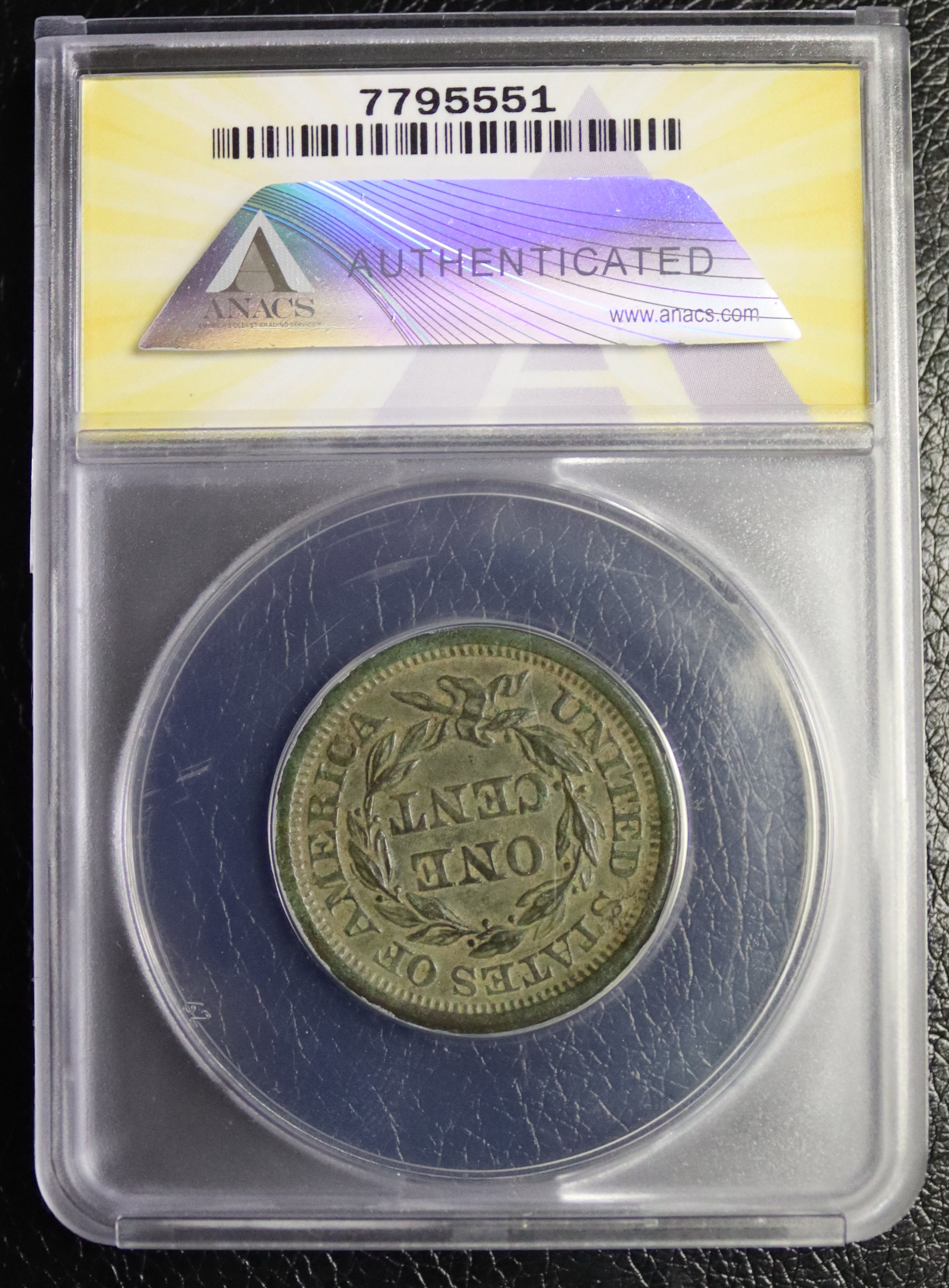 1855 1C N-9 Knob On Ear ANACS AU-58