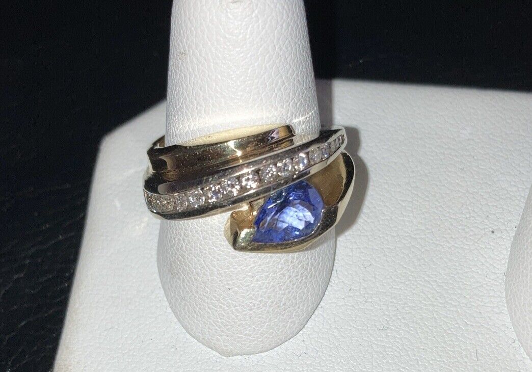 14K Tanzanite & Diamond Ring & Earrings All Natural 
