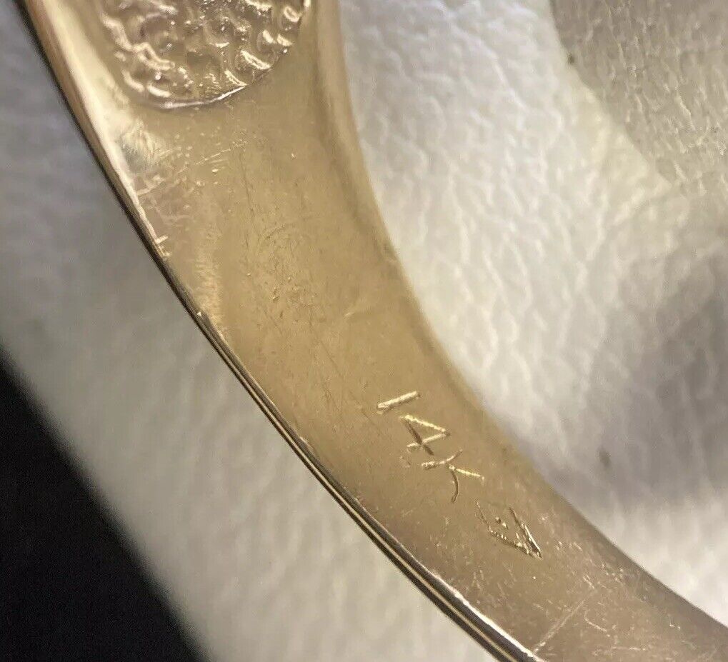 14k Gold W/ 7 Natural Diamonds Mens Ring 
