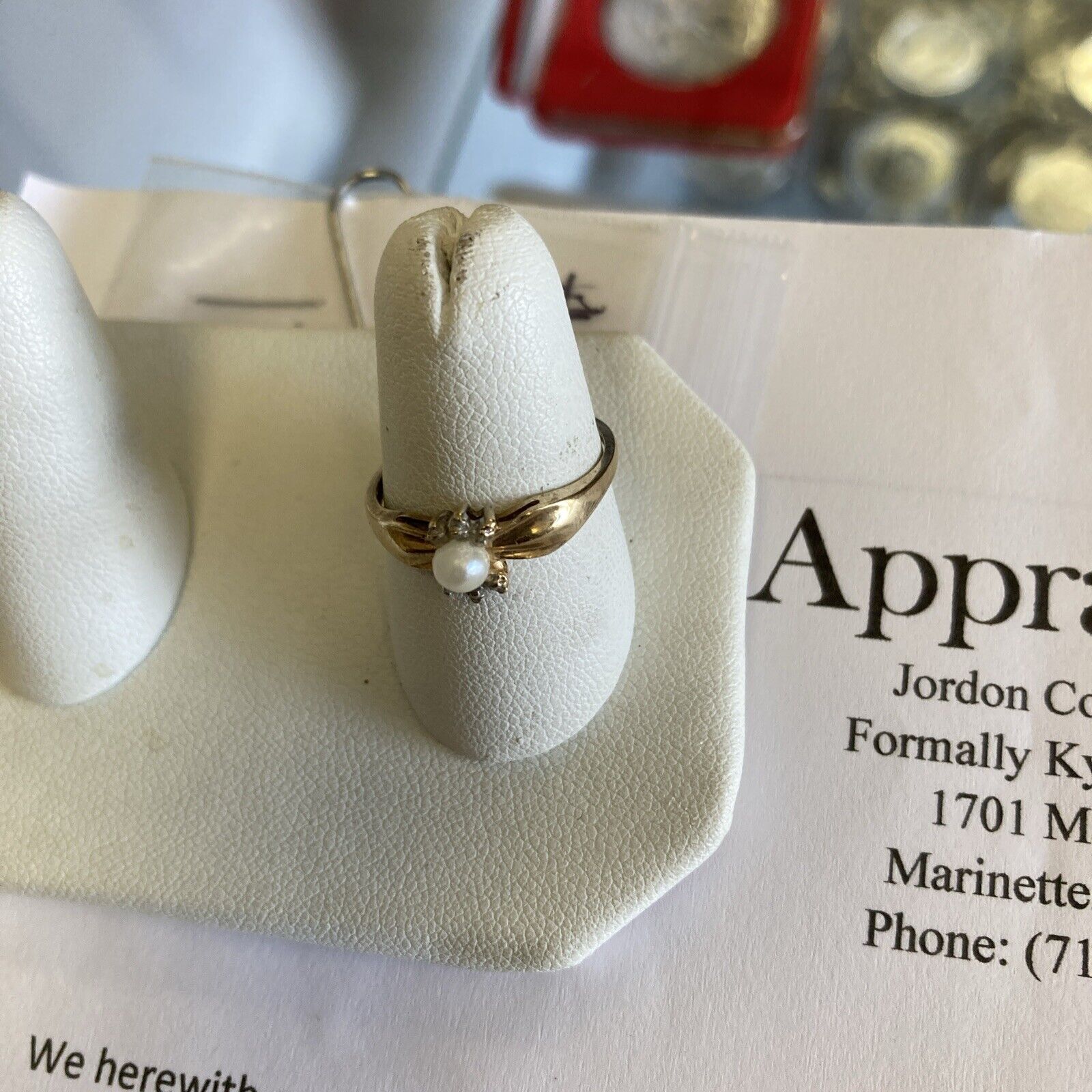 Estate Jewelry 10K Yellow Gold & Cultured Pearl(AA Quality) Ring Sz7 