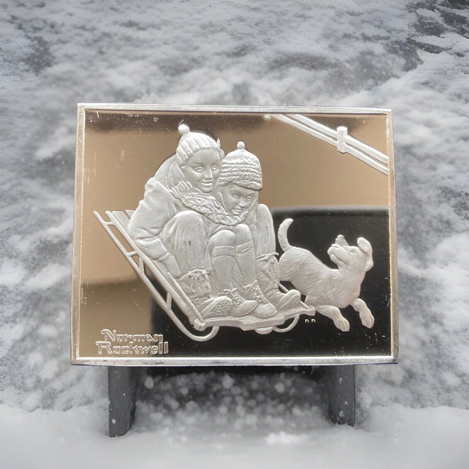  NORMAN ROCKWELL Memories SILVER BAR  "Fun On The Hill” 925 Sterling