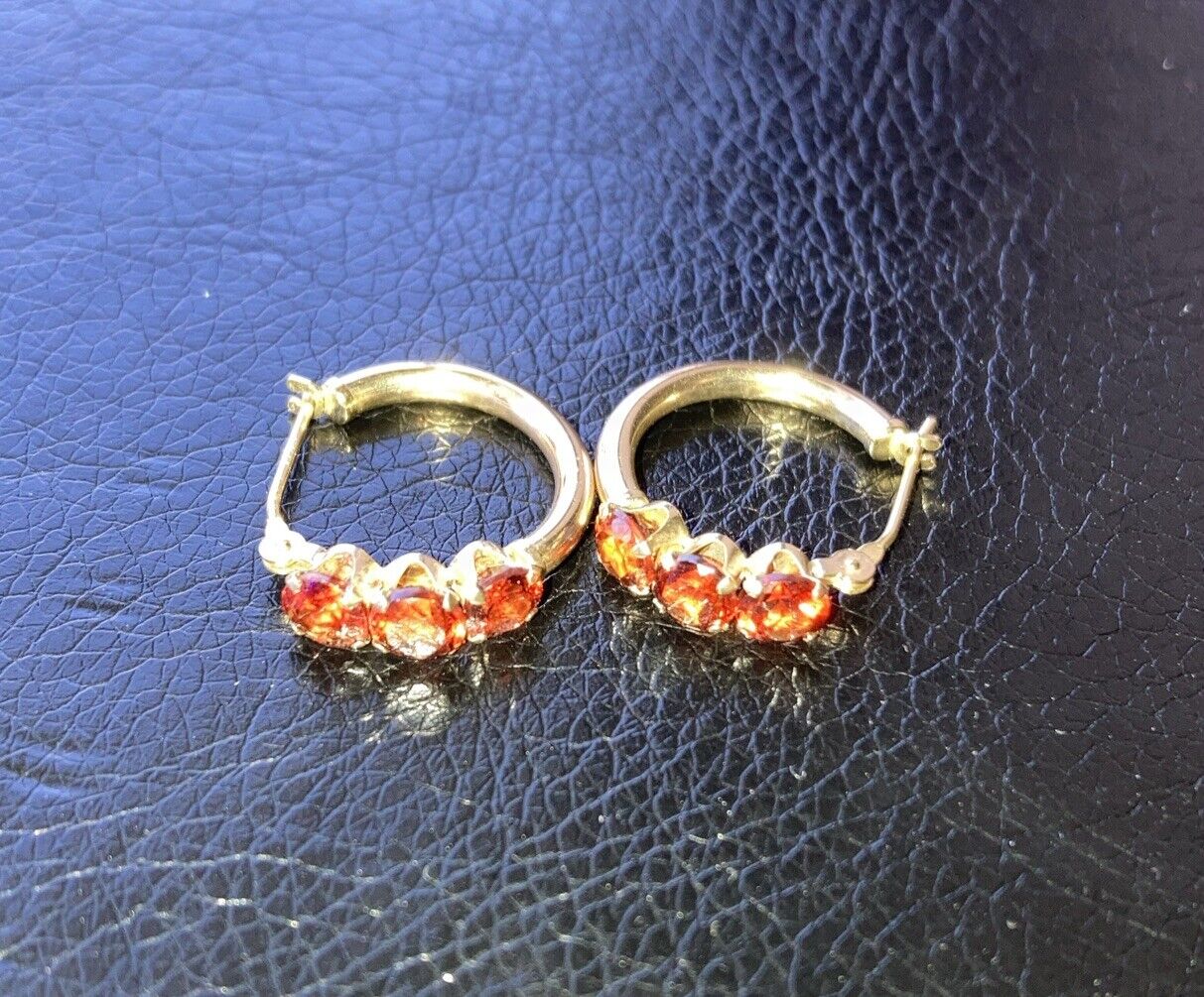10k Yellow Gold Citrine Hoop Earrings 