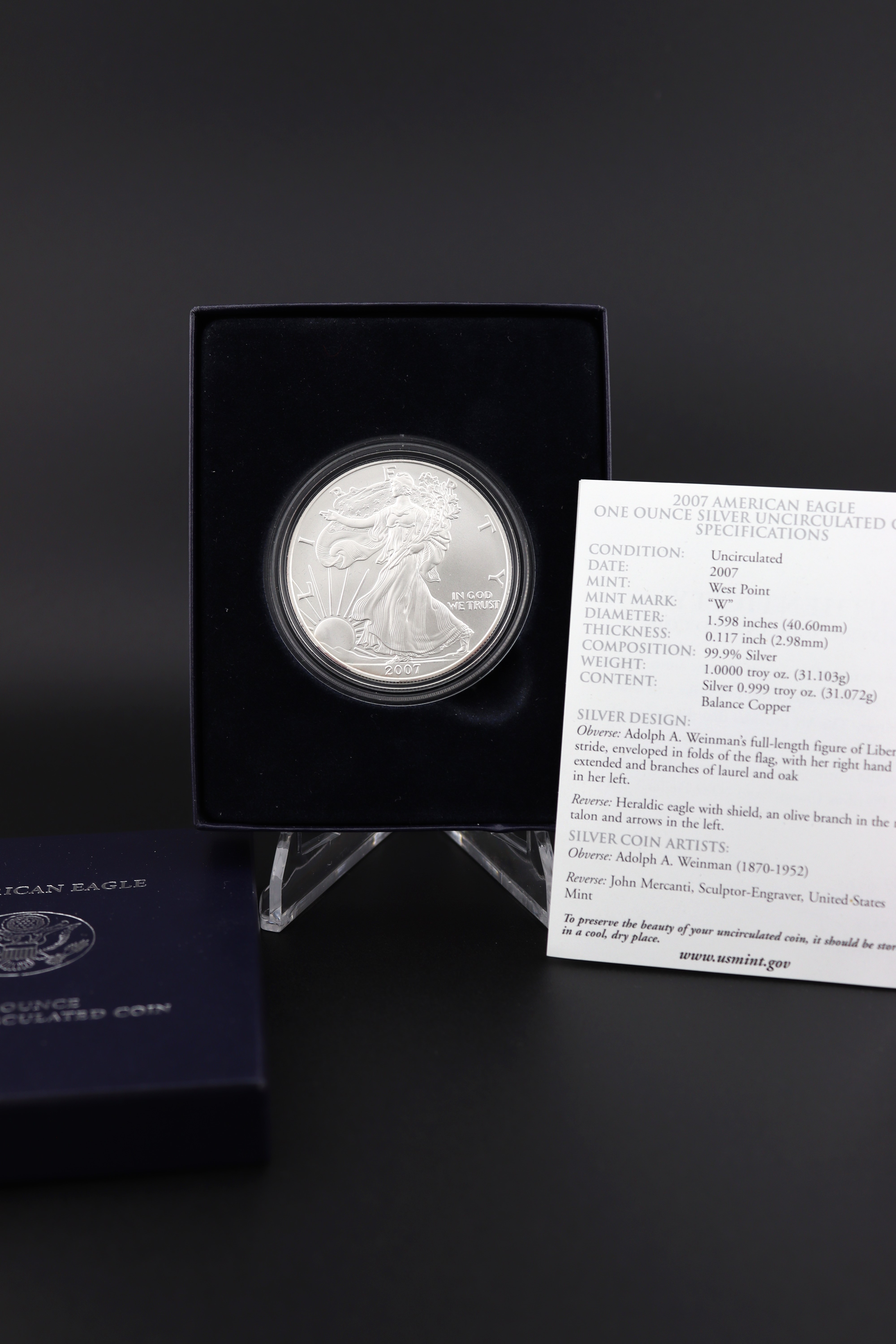 2007-W American Silver Eagle Coin Burnished