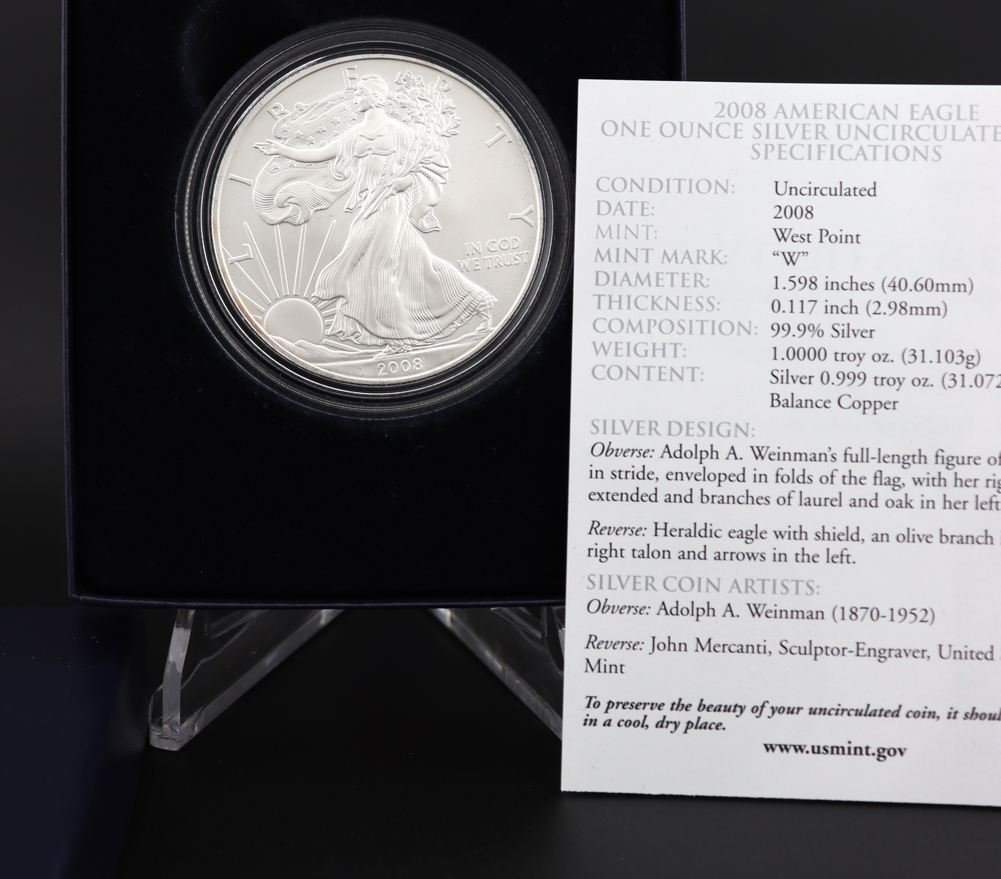 2008 American Eagle One Ounce Silver Uncirculated Coin