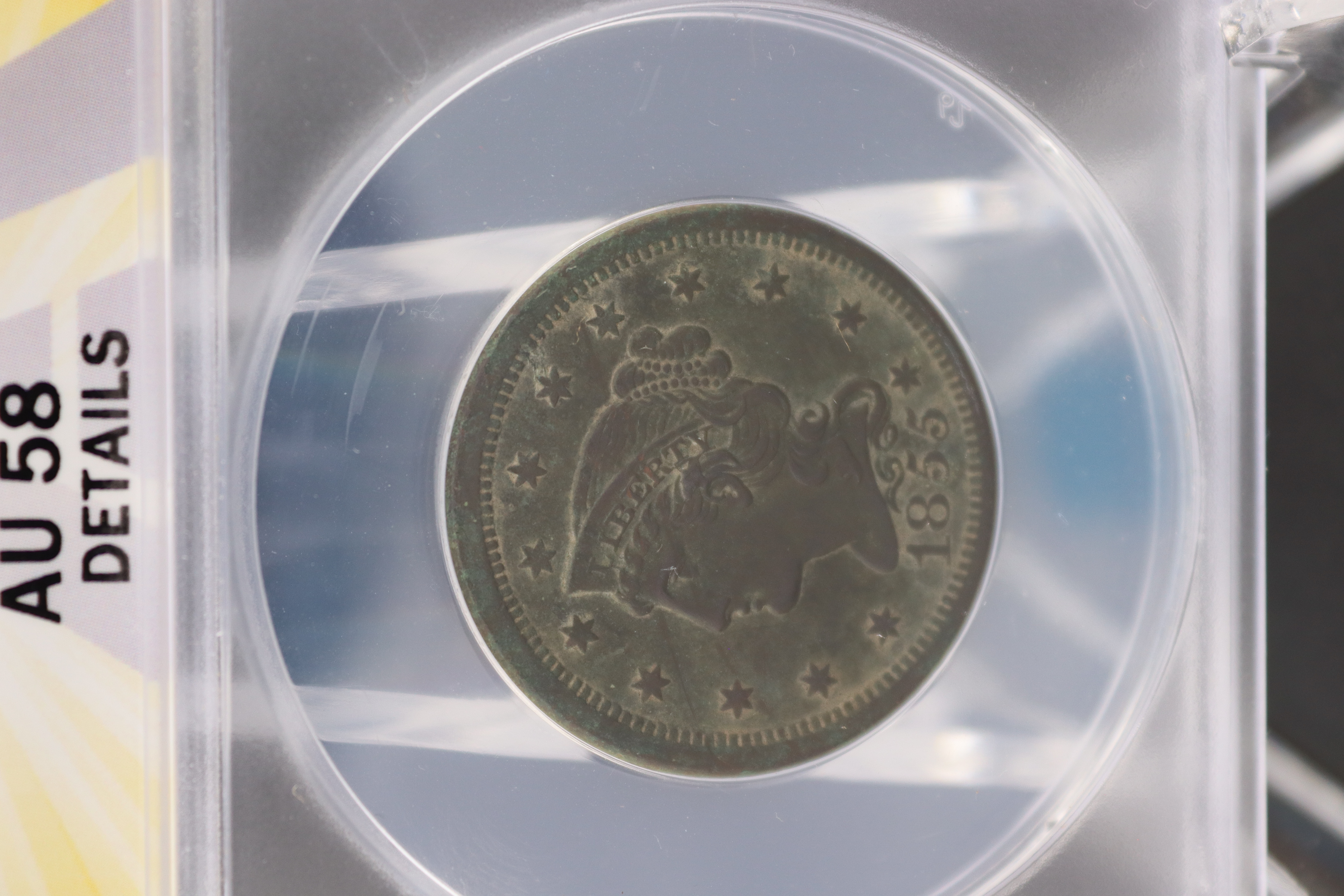 1855 1C N-9 Knob On Ear ANACS AU-58