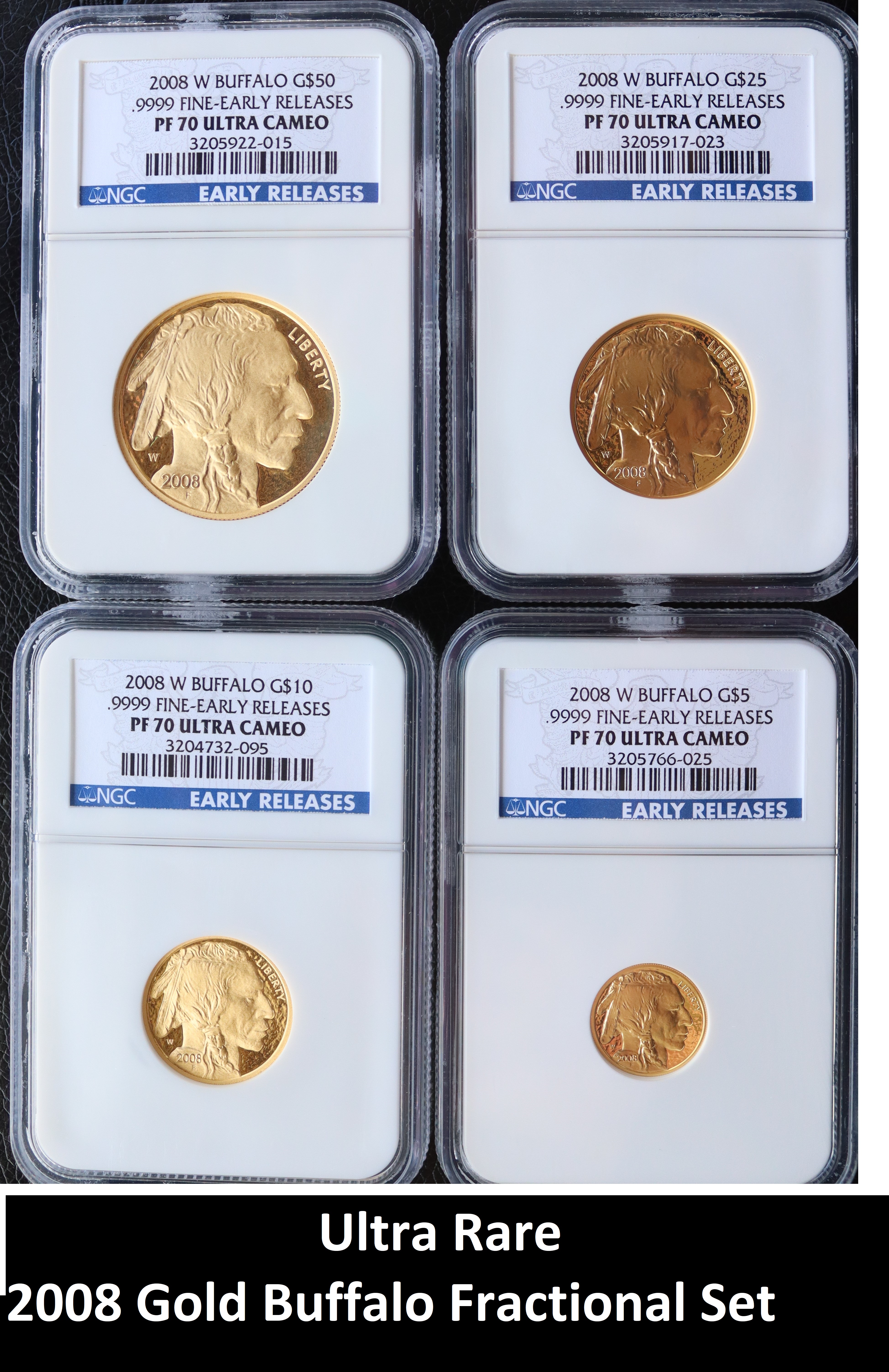 2008 W 4-Coin Proof Fractional Bufallo PF-70 Early Release