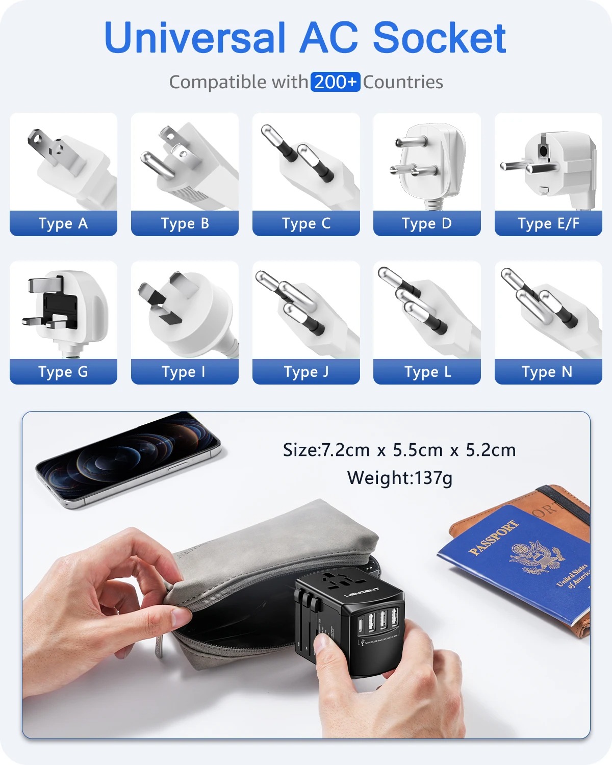 Universal travel adaptor.Lencent Universal Travel Adapter