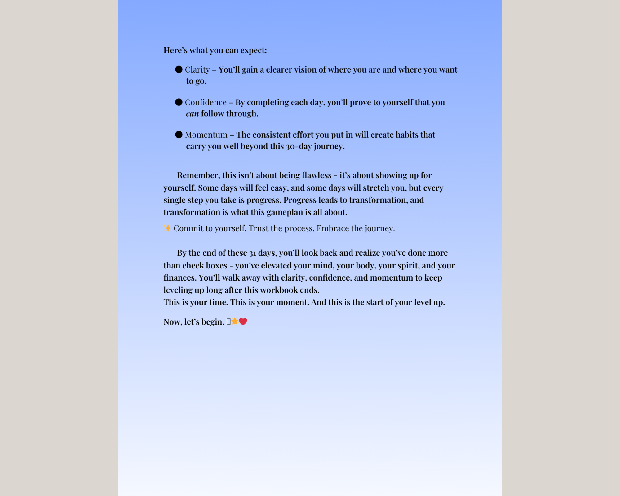 The 31-Day Level Up Gameplan: Self-Improvement Workbook (Digital Download)