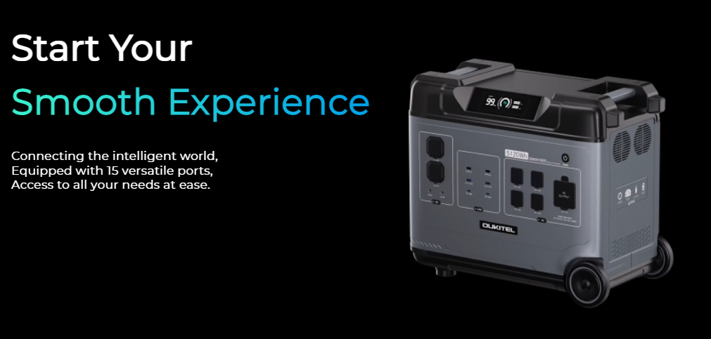 OUKITEL P5000 virta-asema 5120Wh + 3 X 400W aurinkopaneeli