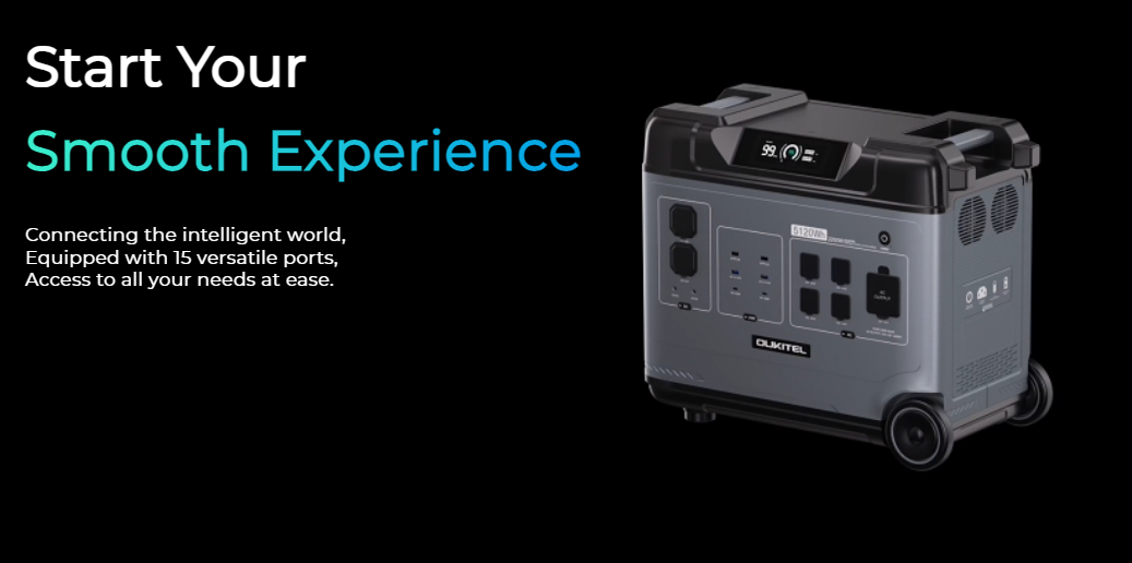 OUKITEL P5000 virta-asema 5120Wh + 3 X 400W aurinkopaneeli