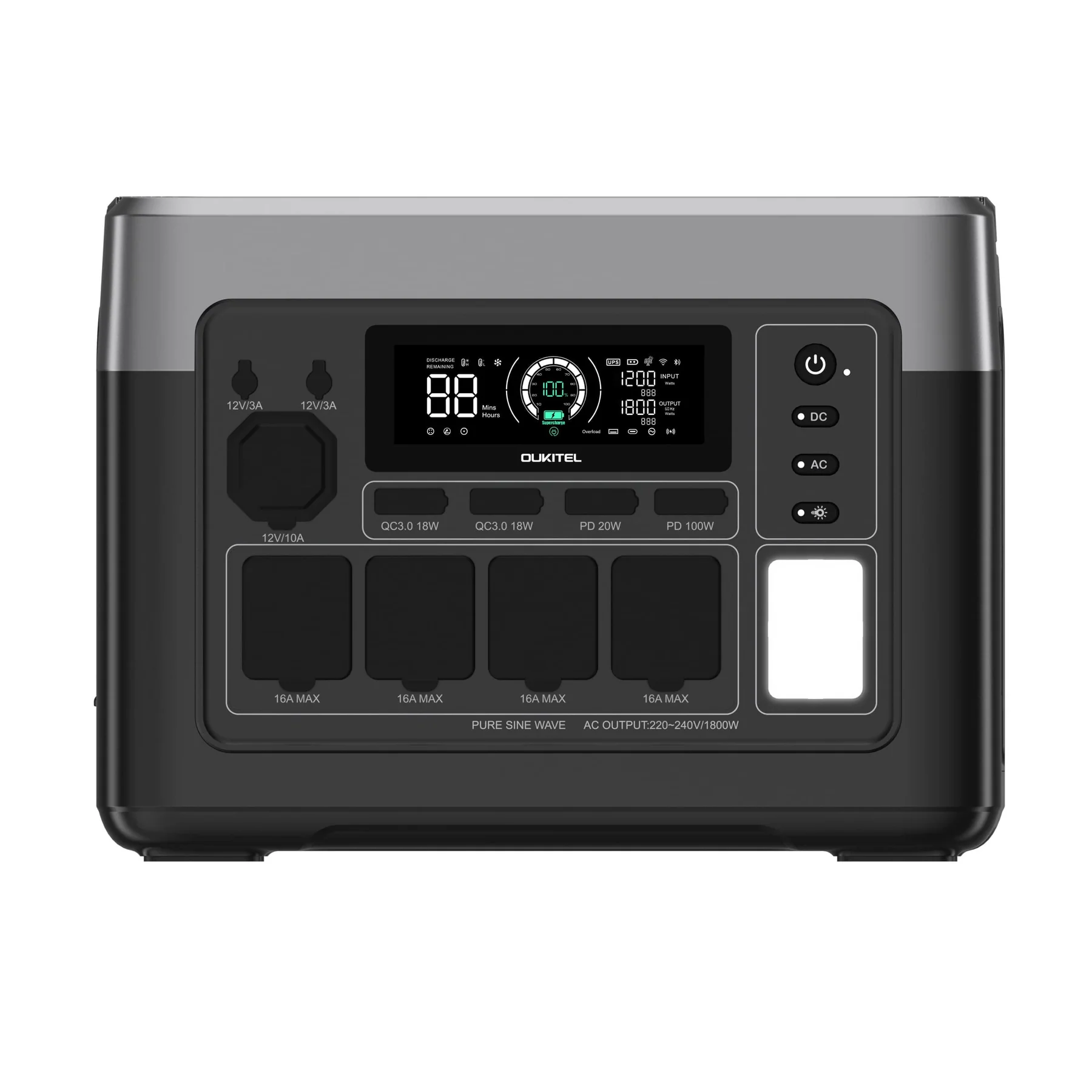 OUKITEL P1000 PLUS / P1500 PLUS kannettava virta-asema 1800W/1024Wh - 1800W/1536Wh