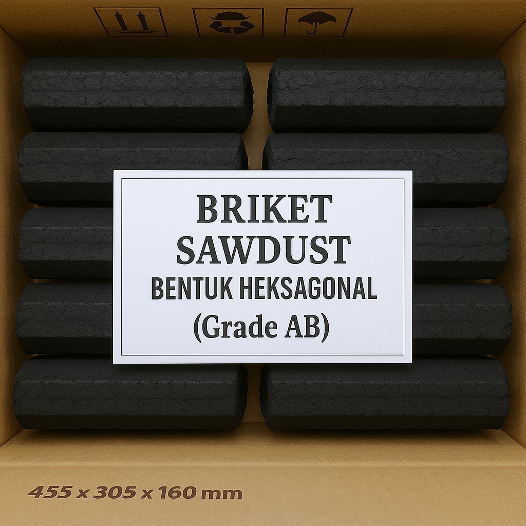 BRIKET SAWDUST GRADE AB UKURAN PANJANG 10-30CM
