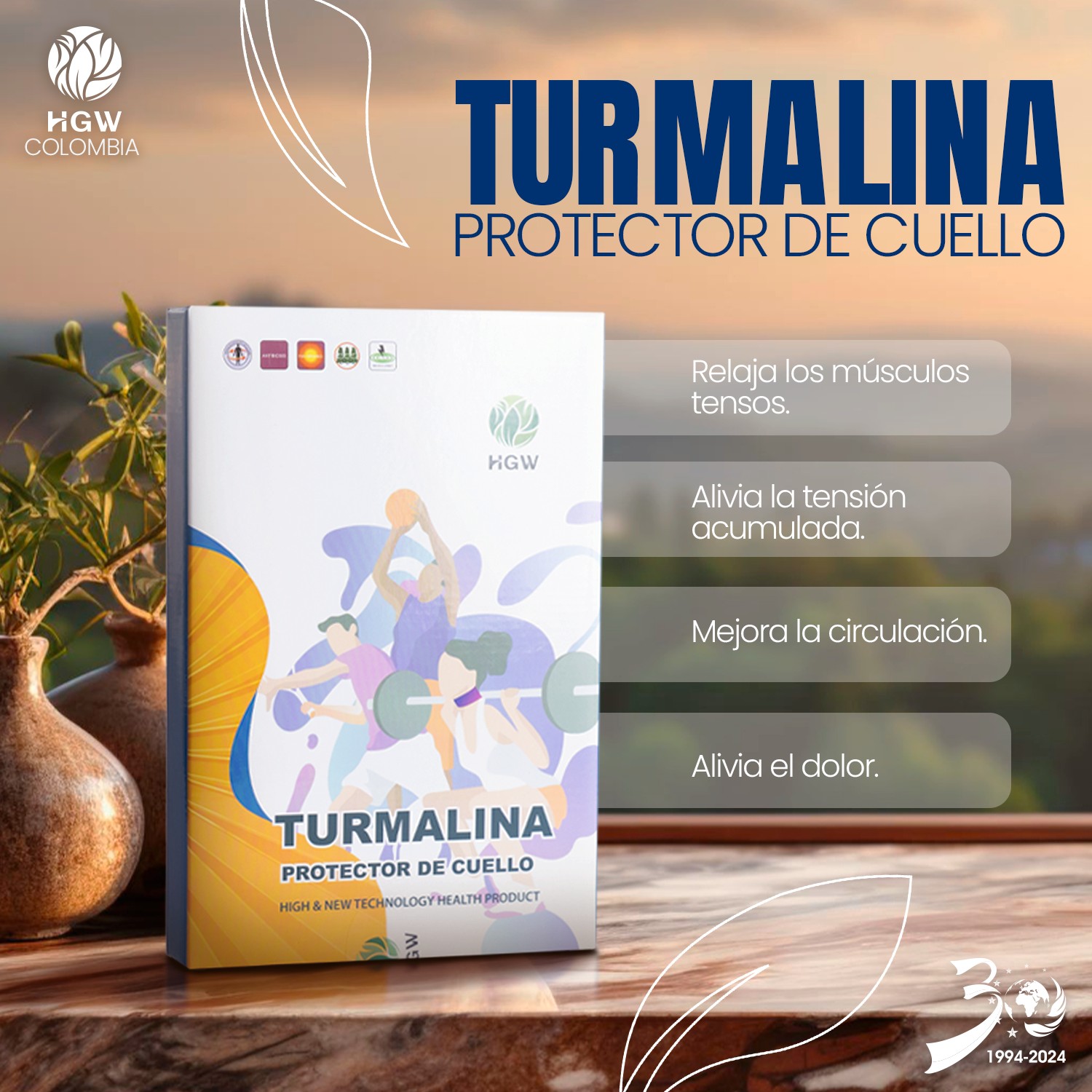 Protector Térmico de Cuello con Turmalina HGW – Alivio Cervical Natural