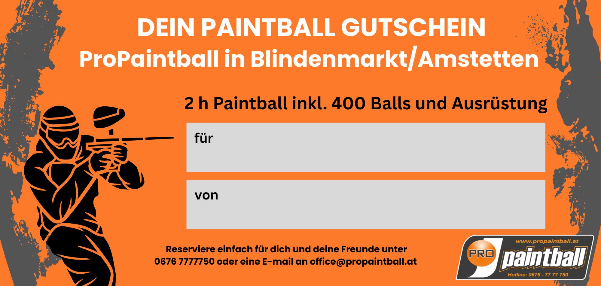 Pro Paintball Gutschein für 2h Spielzeit