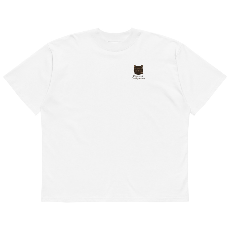 Cigare & Croquettes Car Cat Oversized Tee Shirt White