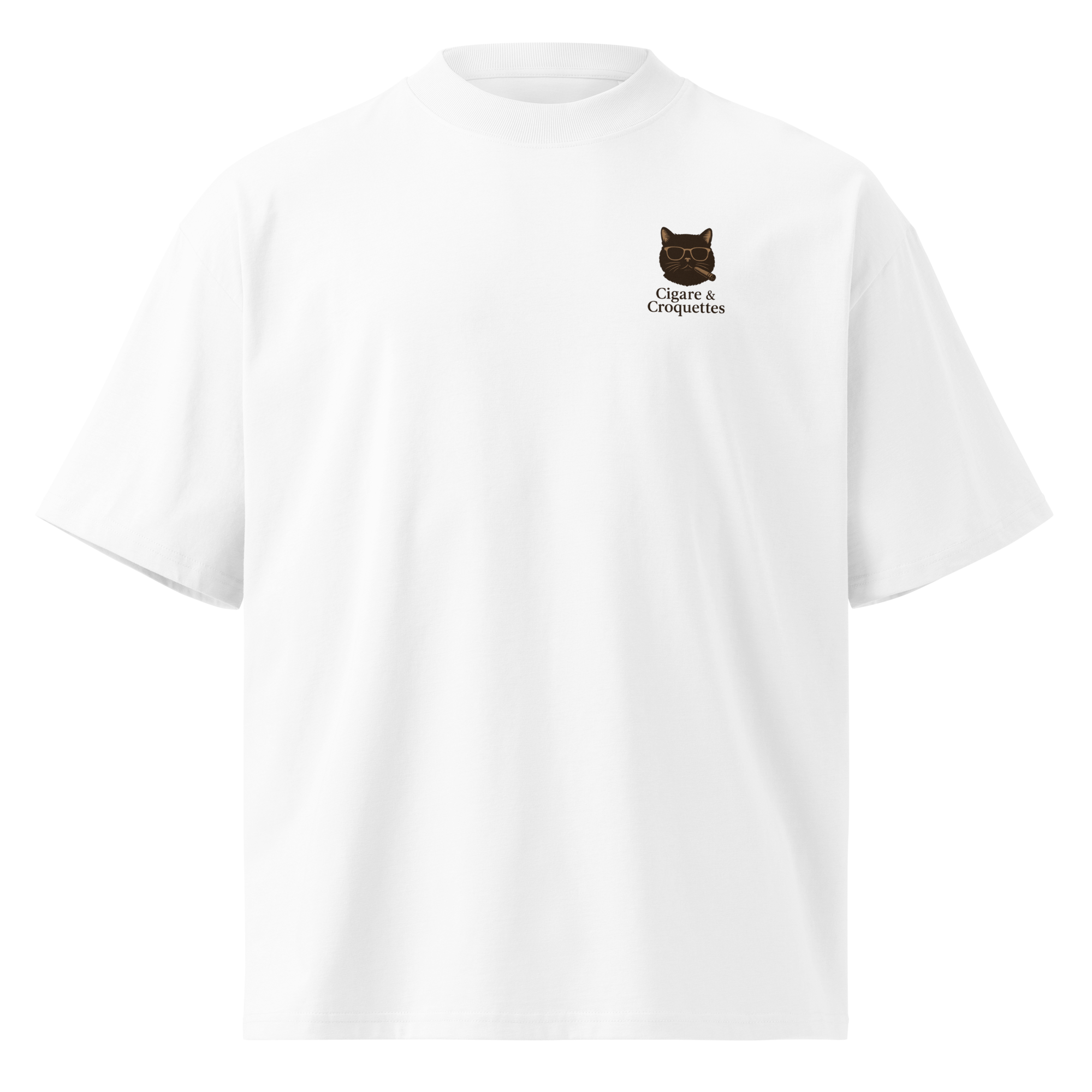 Cigare & Croquettes Car Cat Oversized Tee Shirt White