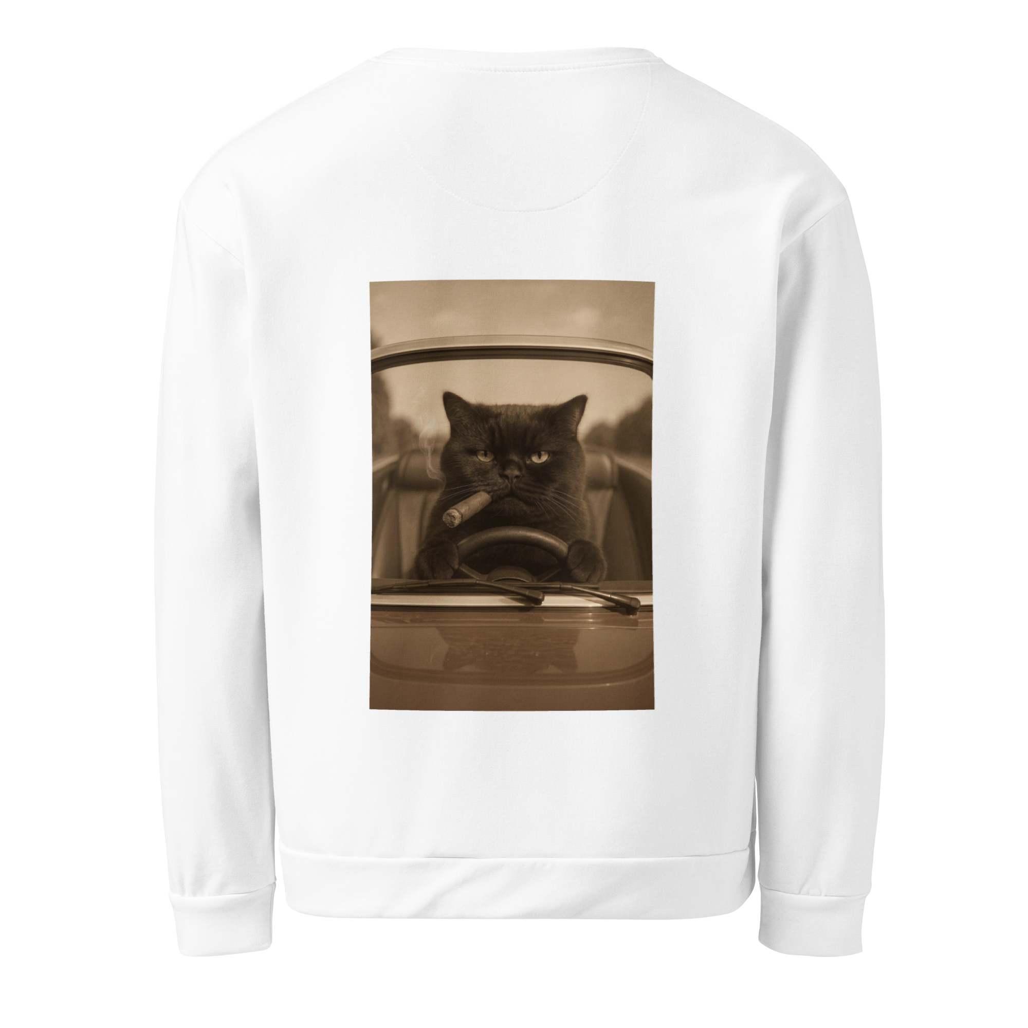 Cigare & Croquettes Car Cat Oversized Sweatshirt White Woman