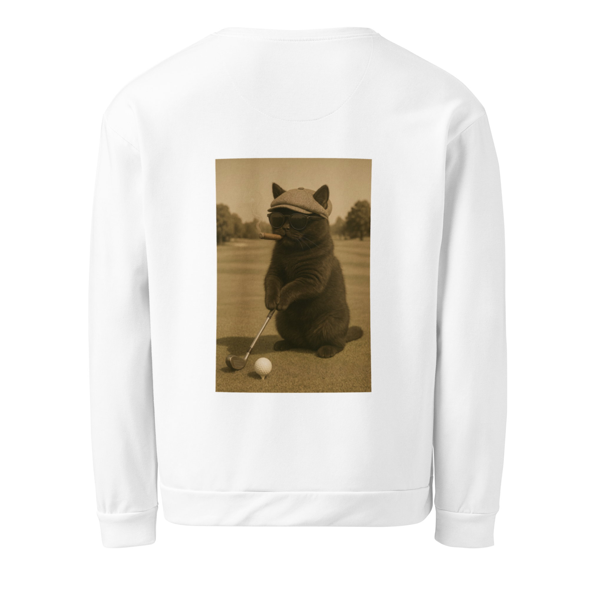 Cigare & Croquettes Golf Cat Oversized Sweatshirt White Woman