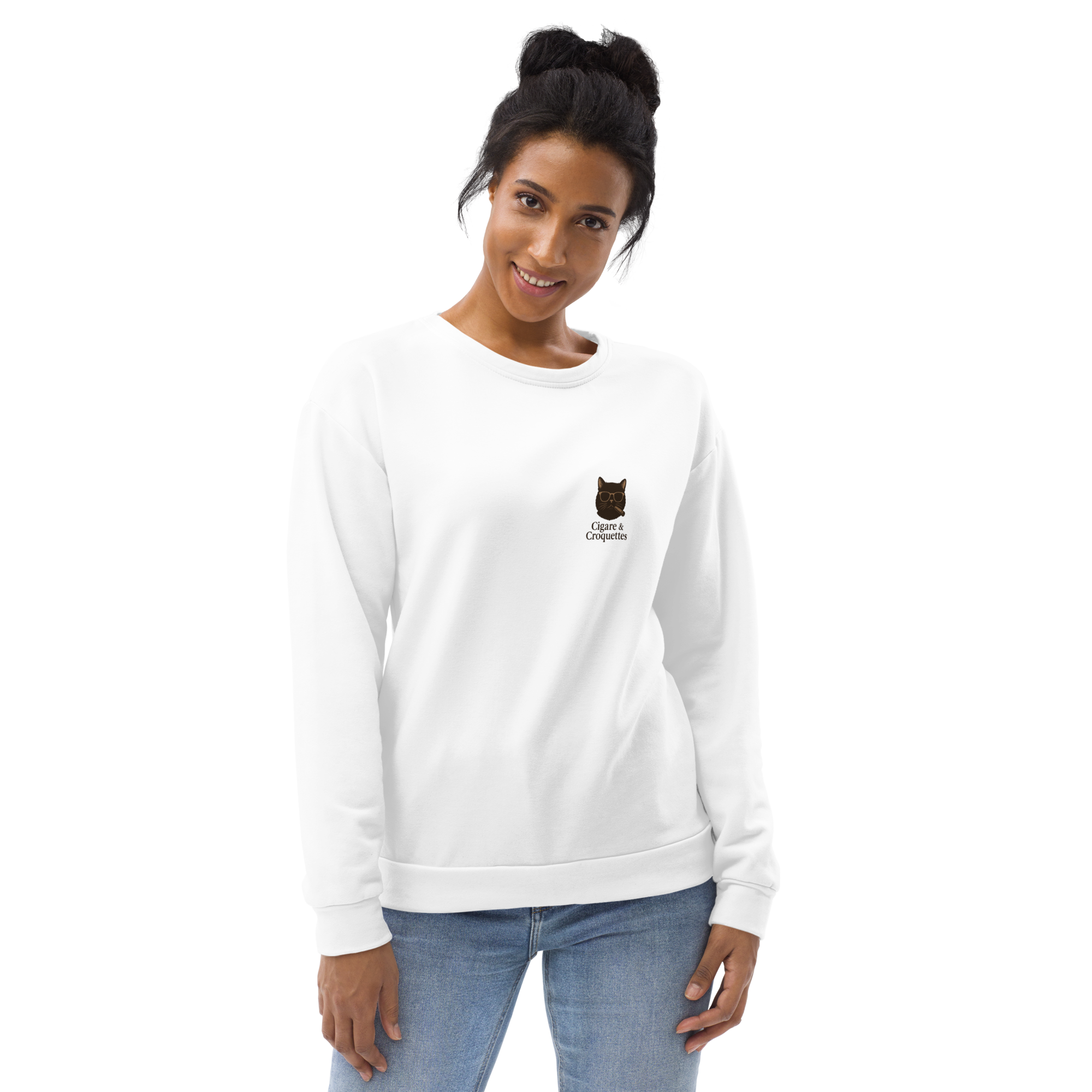 Cigare & Croquettes Car Cat Oversized Sweatshirt White Woman